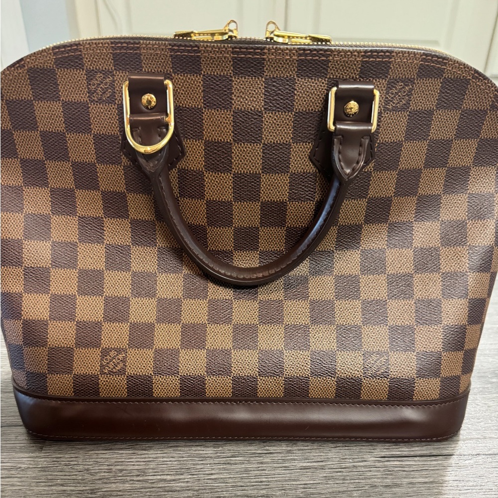 Louis Vuitton Damier Ebene Top Zip Satchel - Brown & Gold